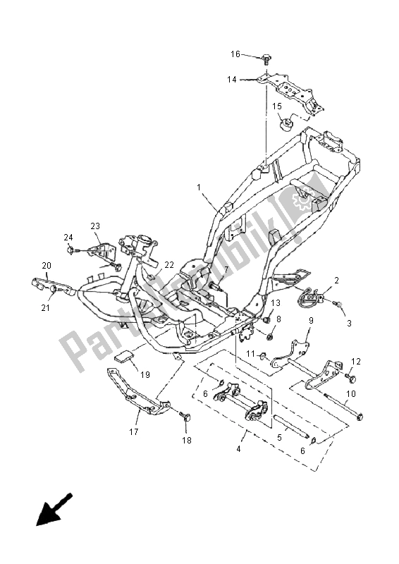 Tutte le parti per il Telaio del Yamaha YP 180E Majesty 2005