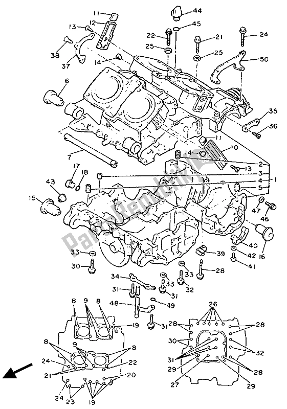 Toutes les pièces pour le Carter du Yamaha XVZ 13 TD Venture Royal 1300 1991