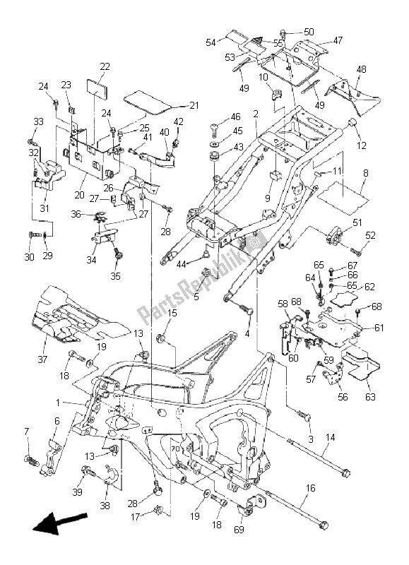 All parts for the Frame of the Yamaha FZ6 Nahg 600 2008