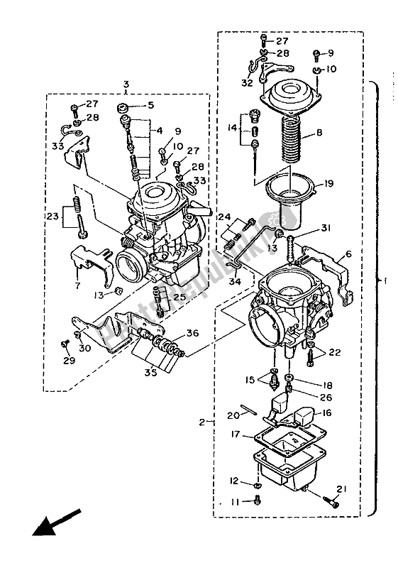 Tutte le parti per il Carburatore del Yamaha XV 1000 Virago 1986