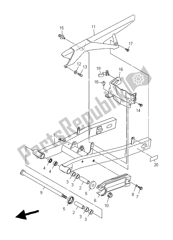 Todas las partes para Brazo Trasero de Yamaha XJ6 NA 600 2009