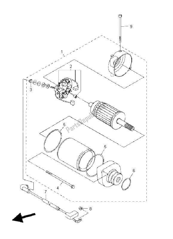 All parts for the Starting Motor of the Yamaha FZ1 S Fazer 1000 2009