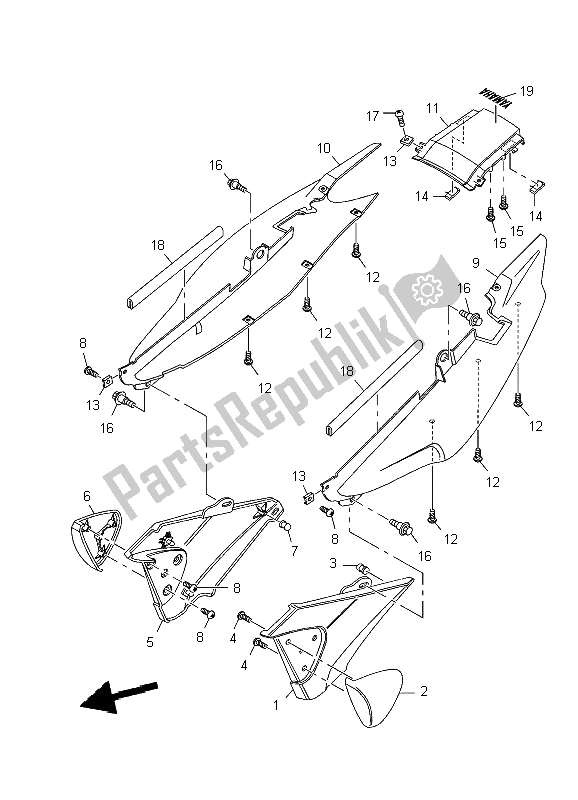 Todas as partes de Tampa Lateral do Yamaha YBR 250 2009