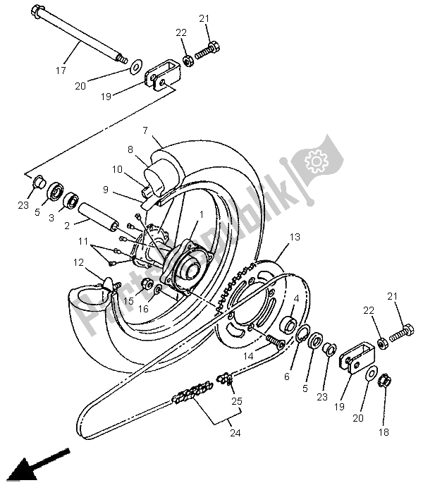 Todas las partes para Rueda Trasera de Yamaha YZ 80 LW 1999