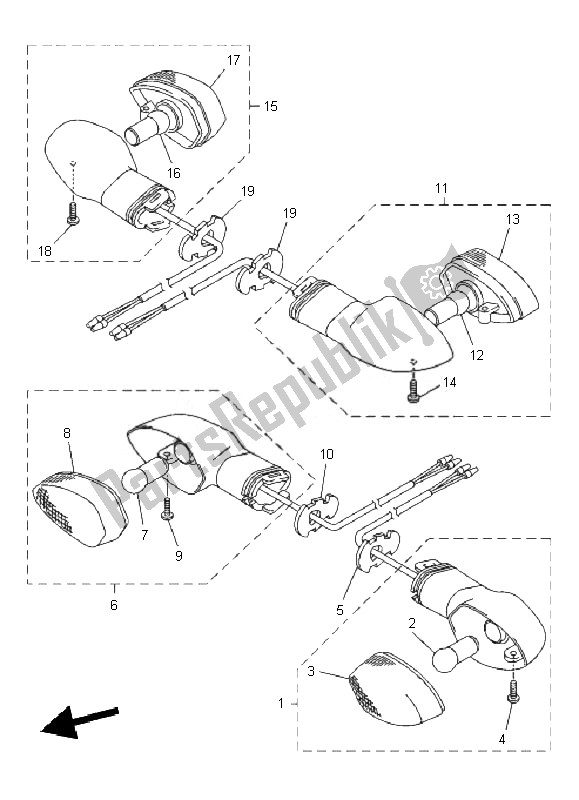 All parts for the Flasher Light of the Yamaha XJ6 FA 600 2010