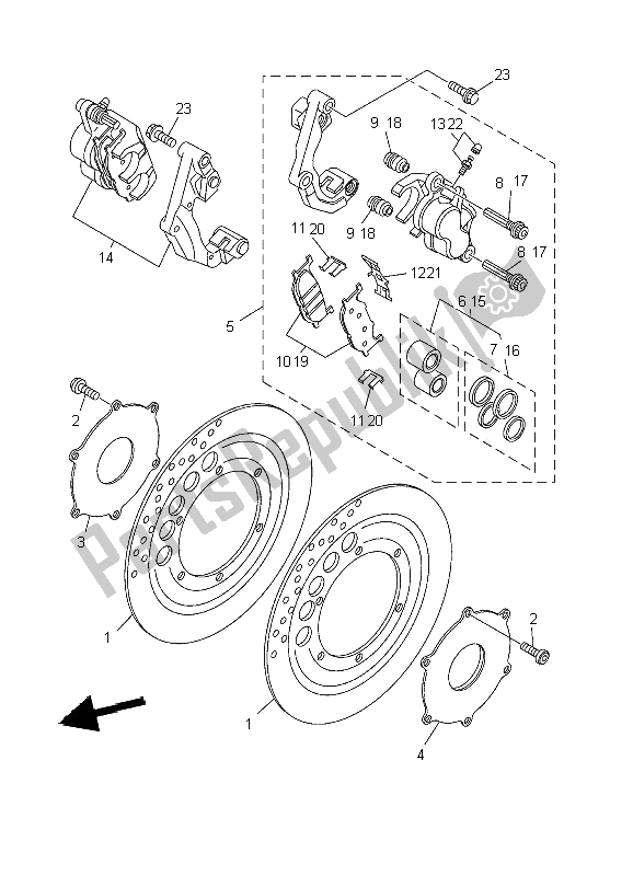 All parts for the Front Brake Caliper of the Yamaha XVS 1100 Dragstar 2002