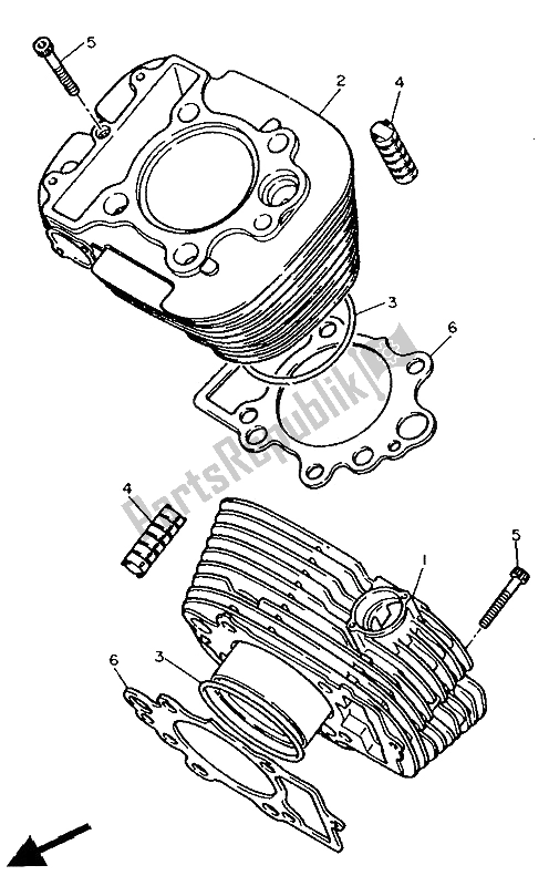 Toutes les pièces pour le Cylindre du Yamaha XV 535 Virago 1991