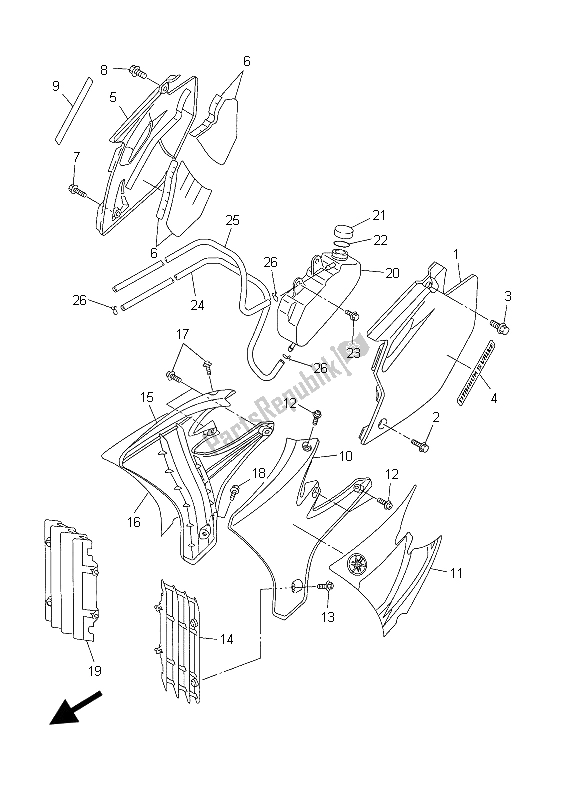 All parts for the Side Cover of the Yamaha WR 250F 2003