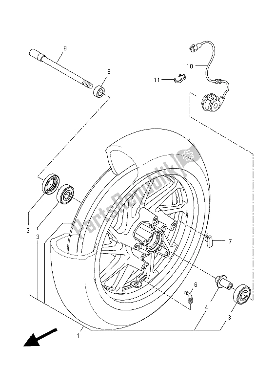 Toutes les pièces pour le Roue Avant du Yamaha YP 400R 2014