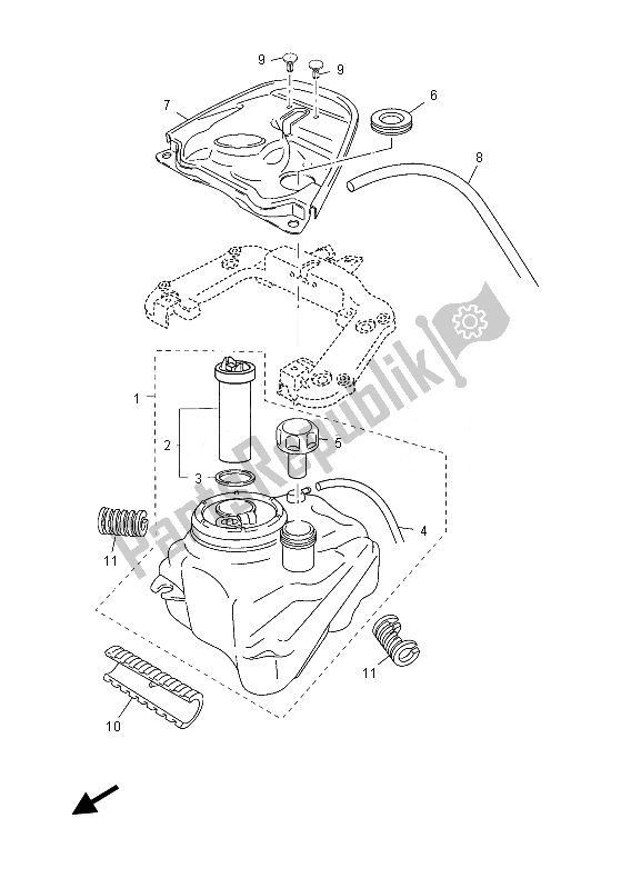 All parts for the Fuel Tank of the Yamaha YN 50 FU 2013