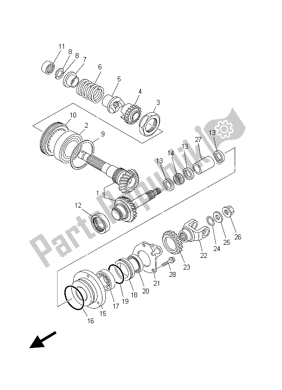 Todas las partes para Engranaje De Accionamiento Medio de Yamaha BT 1100 2003