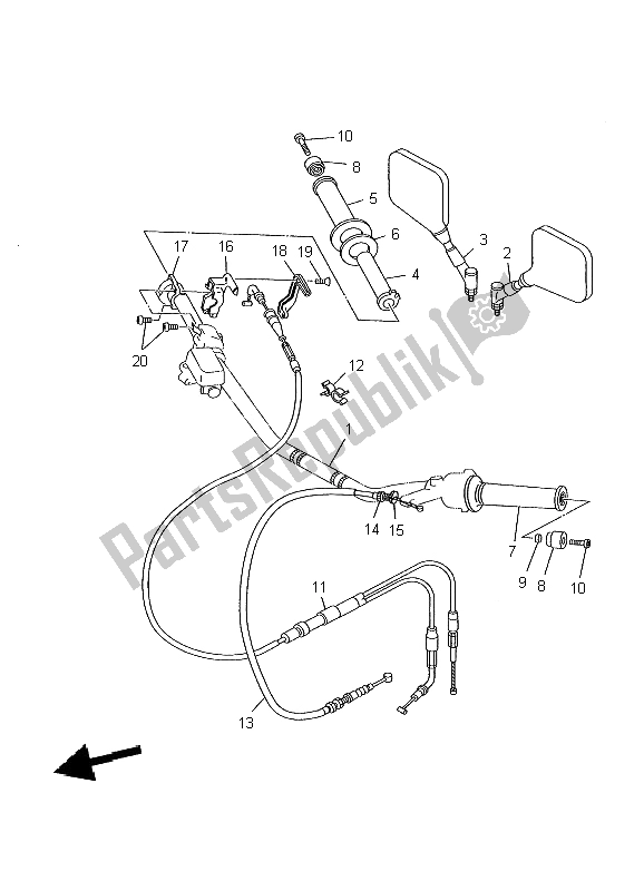 Todas as partes de Manivela E Cabo De Direção do Yamaha TDR 125 2002