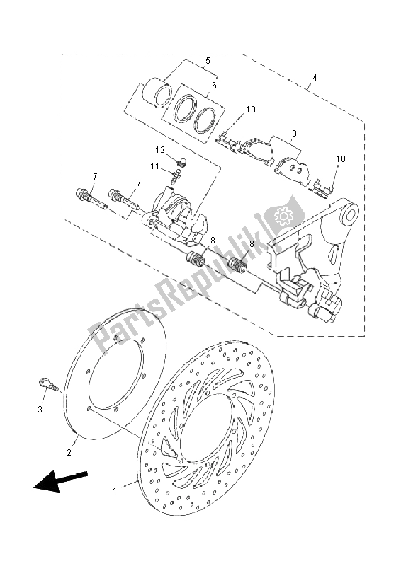 All parts for the Rear Brake Caliper of the Yamaha XV 1900A 2011