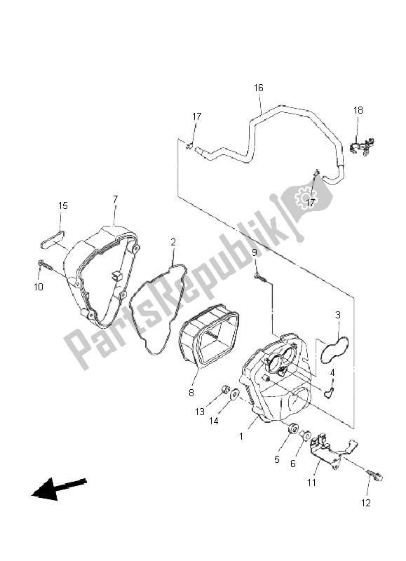 All parts for the Intake 2 of the Yamaha XVS 1300A 2011