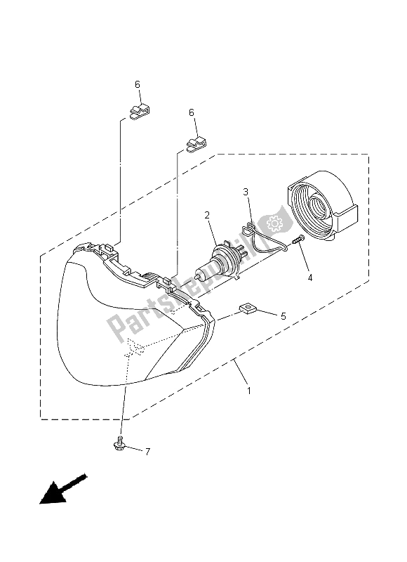 All parts for the Headlight of the Yamaha T 135 FI Crypton X 2014