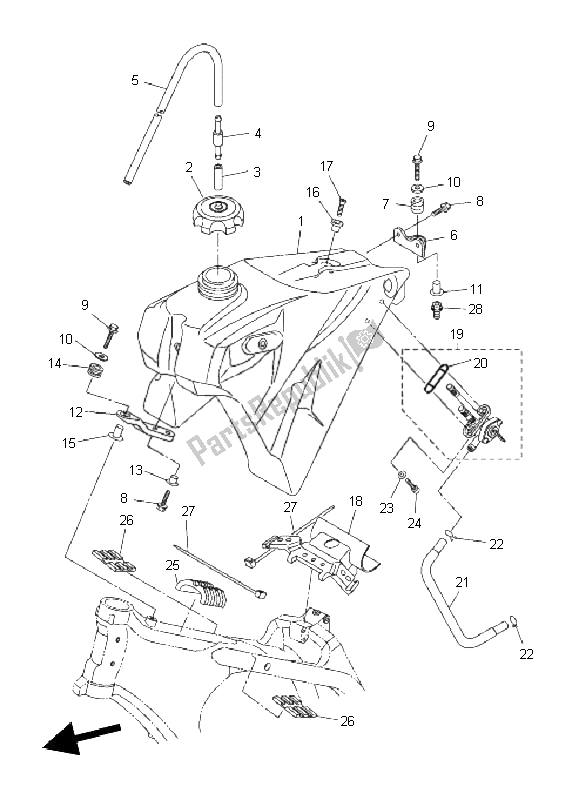 All parts for the Fuel Tank of the Yamaha WR 450F 2011