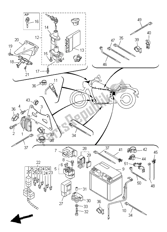 Tutte le parti per il Elettrico 2 del Yamaha XVS 950A 2009