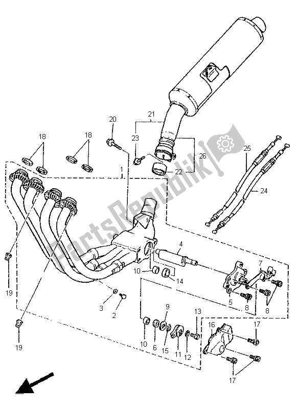 Toutes les pièces pour le échappement du Yamaha FZR 1000 1995