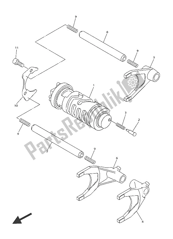 All parts for the Shift Cam & Fork of the Yamaha FJR 1300A 2016