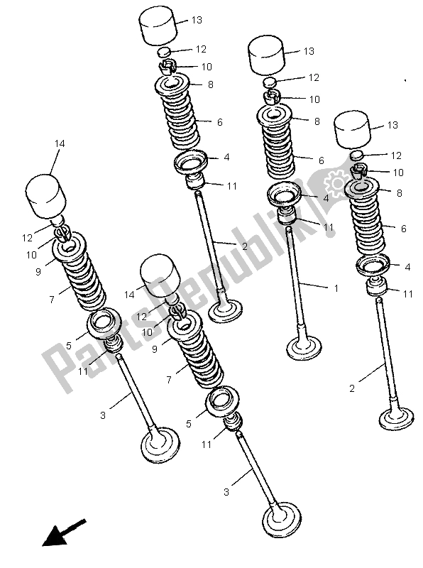 All parts for the Valve of the Yamaha YZF 1000R Thunderace 1997