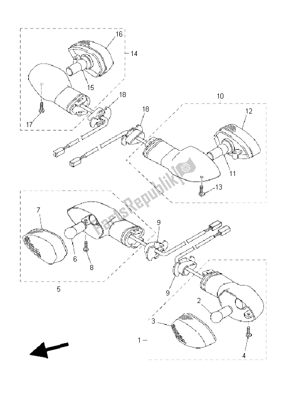 Toutes les pièces pour le Lumière Clignotante du Yamaha FZ6 SS Fazer 600 2006