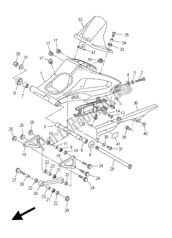 Todas las partes para Brazo Trasero de Yamaha FZ8 SA 800 2012