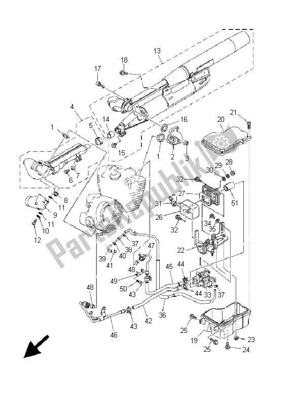 All parts for the Exhaust of the Yamaha XVS 250 Dragstar 2001