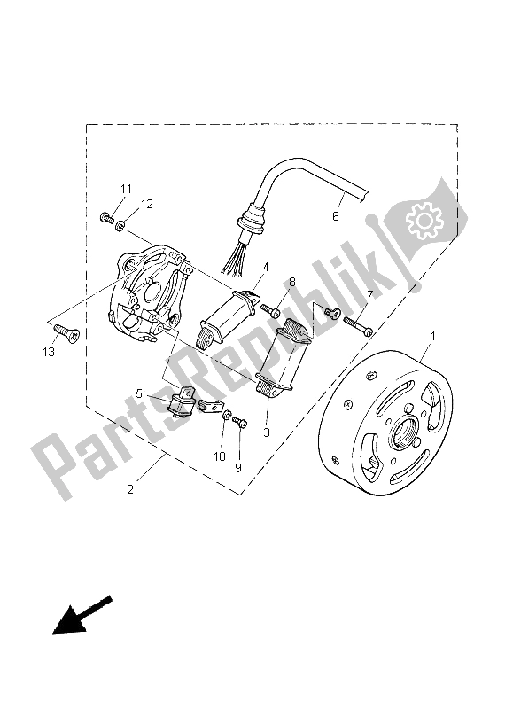 All parts for the Generator of the Yamaha PW 50 2014