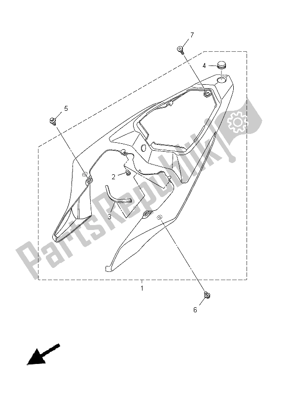 All parts for the Side Cover of the Yamaha YZF R1 1000 2014