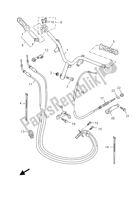 All parts for the Steering Handle & Cable of the Yamaha YN 50 FU 2013