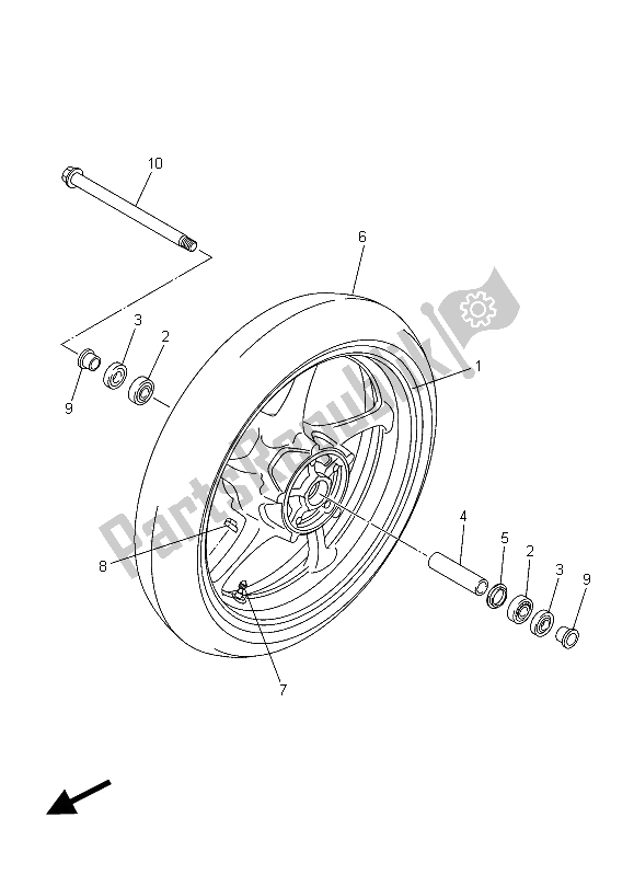 All parts for the Front Wheel of the Yamaha XJ6N 600 2015