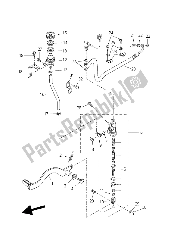 Todas las partes para Cilindro Maestro Trasero de Yamaha WR 125X 2009