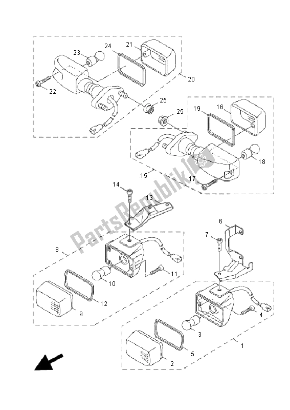 All parts for the Flasher Light of the Yamaha XF 50E 4T Giggle 2008