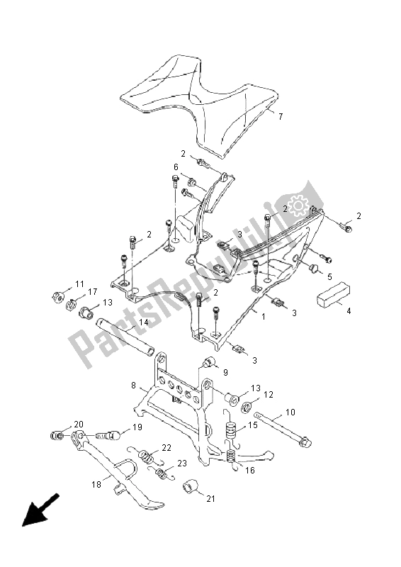 All parts for the Stand & Footrest of the Yamaha XC 125 Cygnus 2005