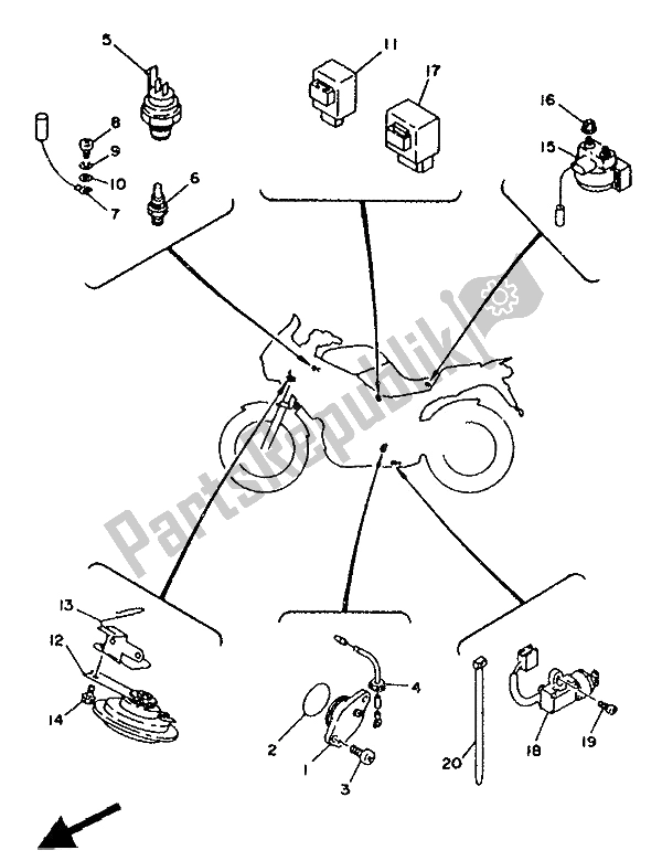 All parts for the Electrical 2 of the Yamaha TDM 850 1992