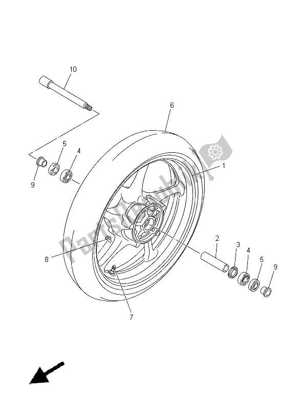 All parts for the Front Wheel of the Yamaha FZ8 N 800 2014