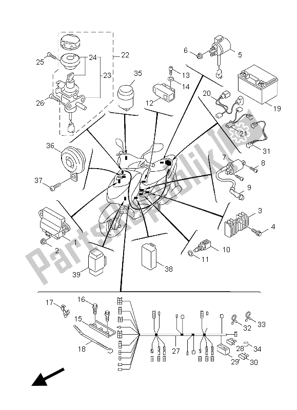 All parts for the Electrical 1 of the Yamaha NXC 125 EA 2012