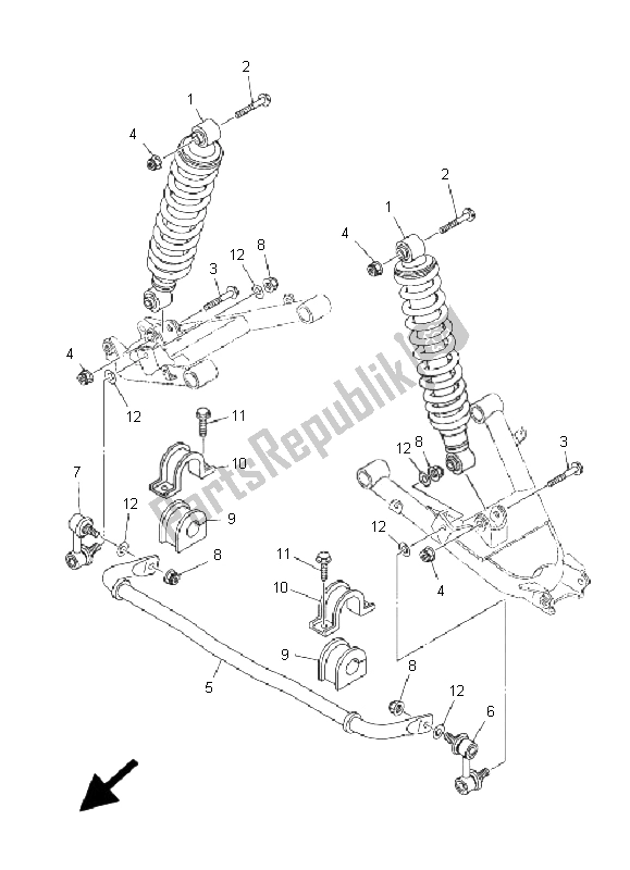 All parts for the Rear Suspension of the Yamaha YXR 700F Rhino 2009