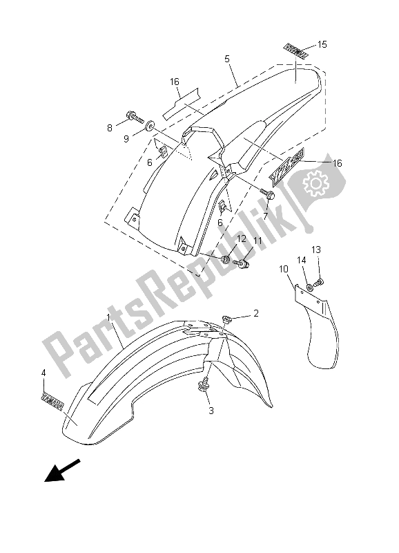 All parts for the Fender of the Yamaha YZ 250 2003