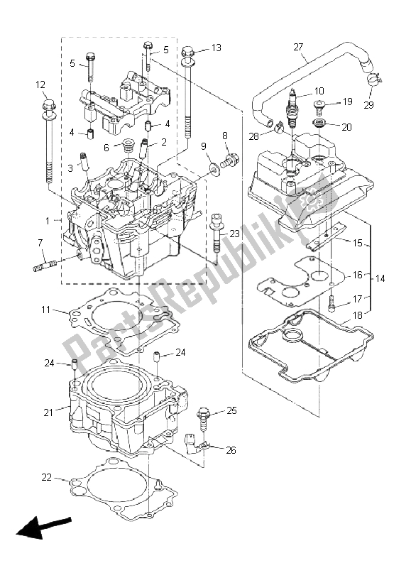 All parts for the Cylinder of the Yamaha WR 250X 2008