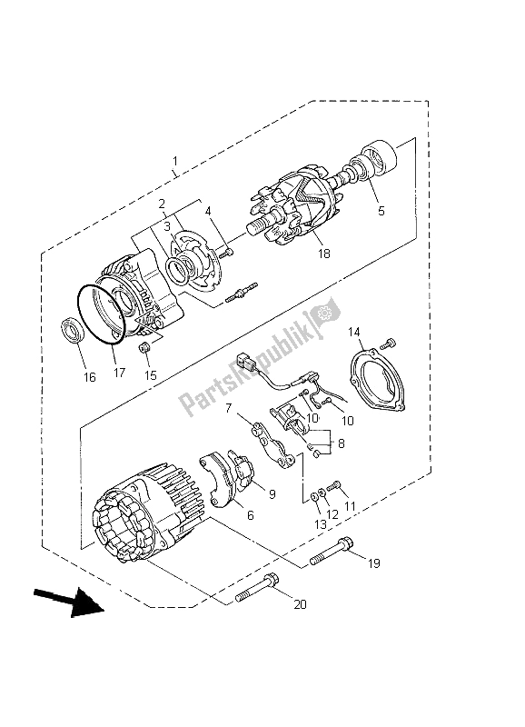 All parts for the Generator of the Yamaha XJR 1300 2002