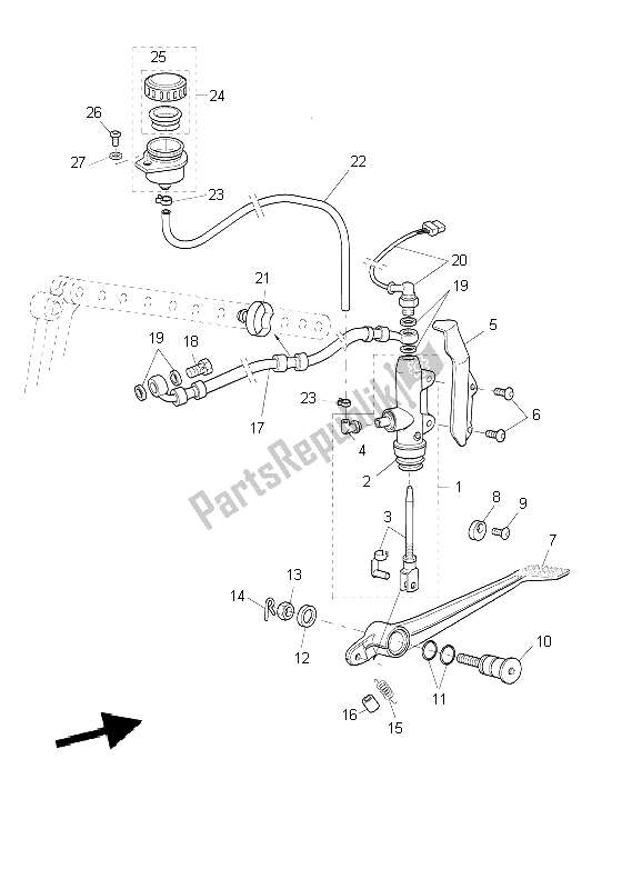 Toutes les pièces pour le Maître-cylindre Arrière du Yamaha BT 1100 Bulldog 2002