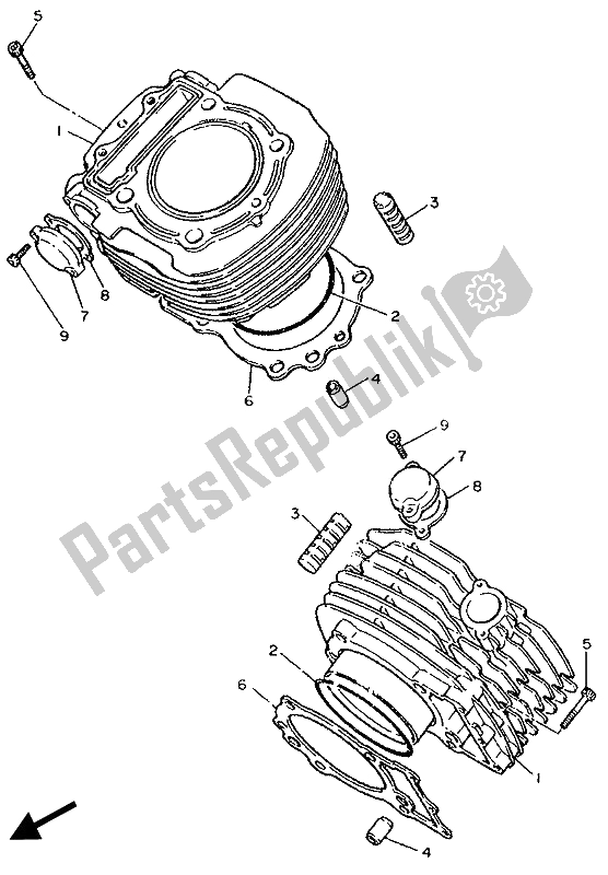 Toutes les pièces pour le Cylindre du Yamaha XV 1100 Virago 1989