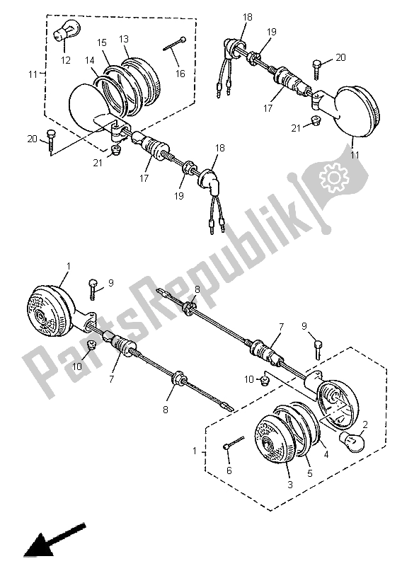 All parts for the Flasher Light of the Yamaha XV 535 Virago 1998