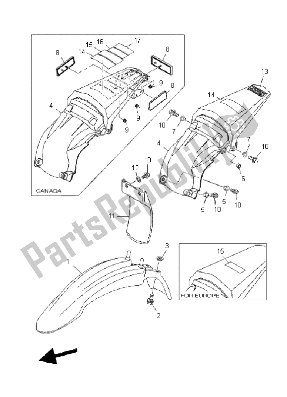 All parts for the Fender of the Yamaha TT R 125E SW LW 2011