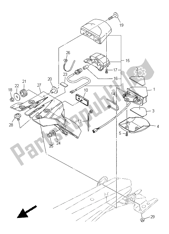 All parts for the Taillight of the Yamaha WR 450F 2015