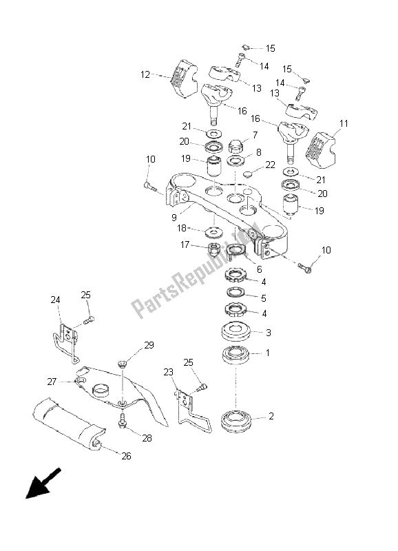 All parts for the Steering of the Yamaha Xvztf Royalstar Venture 1300 2001