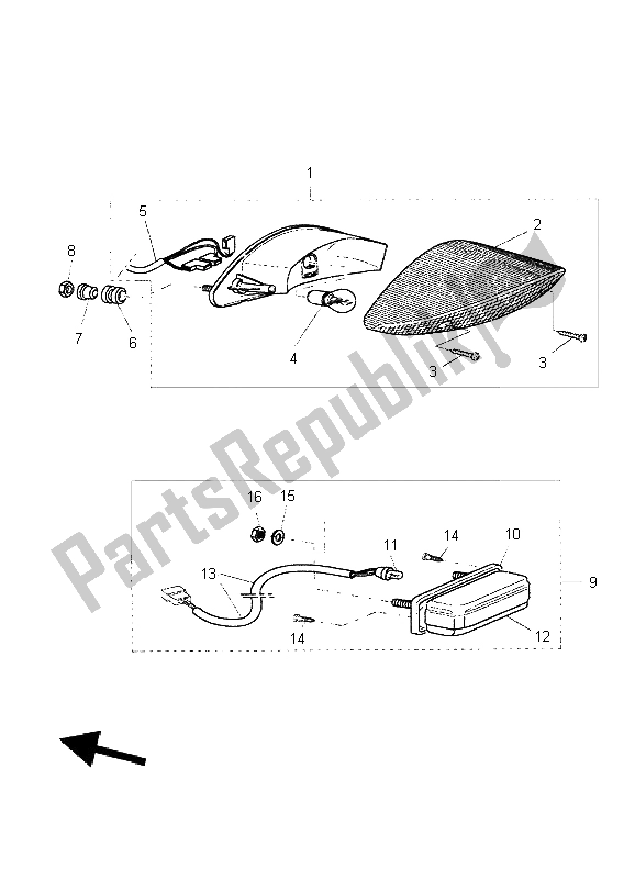 Alle onderdelen voor de Achterlicht van de Yamaha BT 1100 Bulldog 2004