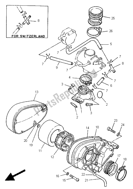 All parts for the Intake of the Yamaha XV 250 S Virago 1998