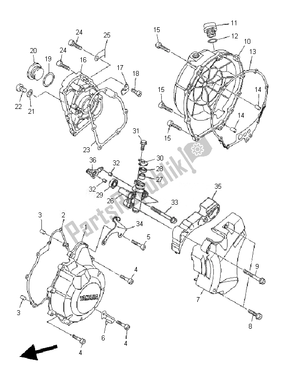 All parts for the Crankcase Cover 1 of the Yamaha XJ6N 600 2010